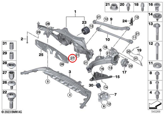 OMS Finding Nut 07149448012 pour BMW G70, U11, U12, U10, G45, U25. BMW d'origine.