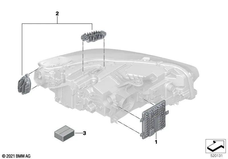 Headlight electronics control unit for BMW 2 Series U06, i I20 (OEM 63115A410C5). Original BMW