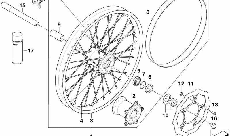 Juego de casquillos y distanciadores rueda delantera OEM 36317716680 para BMW G 450 X. Original BMW Motorrad.