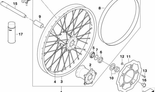 Juego de casquillos y distanciadores rueda delantera OEM 36317716680 para BMW G 450 X. Original BMW Motorrad.