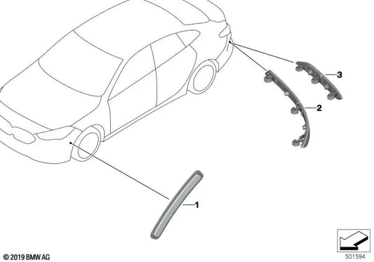 Riflettore posteriore destro per BMW F44 (OEM 63247466412). BMW originale