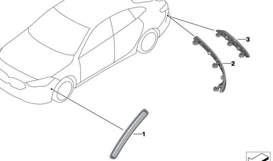 Reflector lateral derecho OEM 63147474560 para BMW F44. Original BMW.