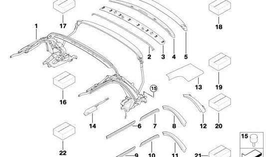 Suplemento de junta trasera derecha OEM 54342758114 para MINI Cabrio R57, R57 LCI, F57, F57 LCI, F67… y más. Original MINI.