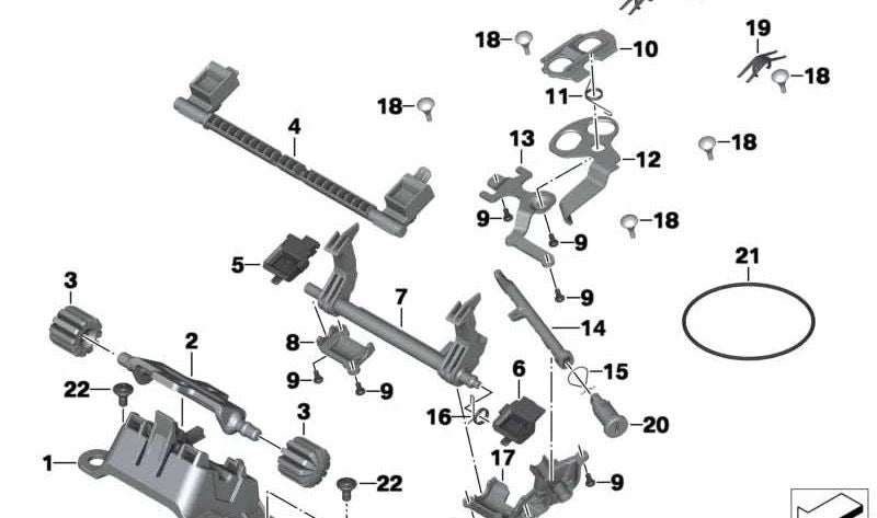 Muelle eje de bloqueo banqueta asiento OEM 46628532322 para motos BMW R1200GS, R1250GS, R1200GS Adventure, R1250GS Adventure. Original BMW Motorrad.