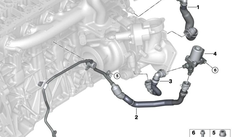 Valve de fermeture de tuyaux de la série BMW Turbocharger 3 G20, G21, 4 G22, G23 Série, 5 G30N Series, 6 G32N Series, 7 G11n Series, série 8 G14, X3 G01, X4 G02, X5 G05, X6 G06, X7 G07 ( OEM 11538475192). BMW d'origine