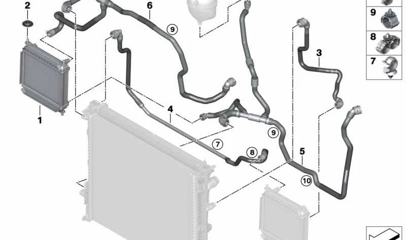 Manguera del radiador (refrigerante) OEM 17128053463 para BMW F97, F98, X3 y X4. Original BMW.