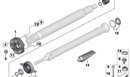 Soporte central del árbol de transmisión de aluminio OEM 26127629466 para BMW F25, F15, F16. Original BMW.