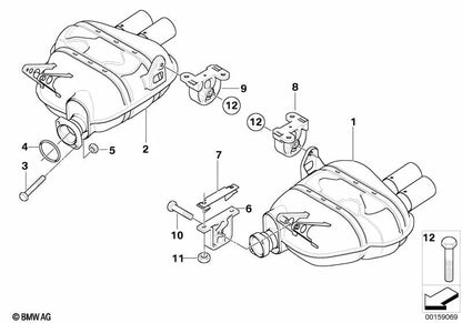 Cojinete de goma derecho para BMW Z4 E85, E86 (OEM 18207836638). Original BMW.