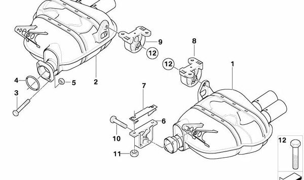 Silenciador trasero izquierdo para BMW E85, E86 (OEM 18107836635). Original BMW