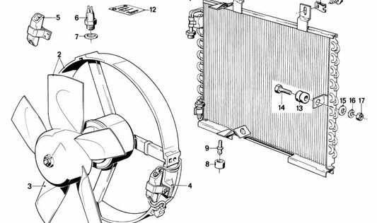 Fan supplémentaire pour la série BMW 3 E30, 5 E28 Series (OEM 64541376973). BMW d'origine