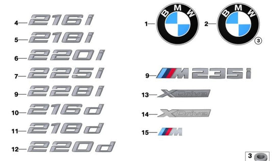 Emblem pour BMW F44 (OEM 51149491009). BMW d'origine.