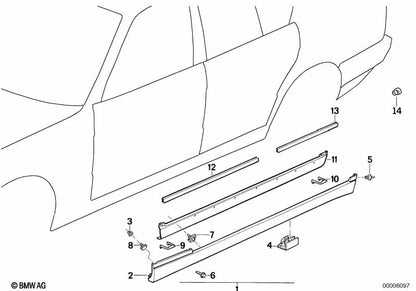 Plantilla de perforación derecha para BMW Serie 5 E34 (OEM 51712231638). Original BMW