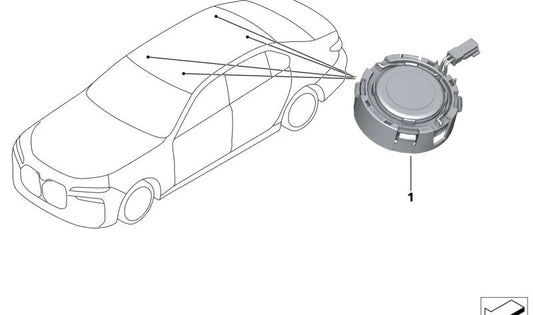 Altavoz OEM 65132622509 para BMW G70, G05, F95, G06, F96, G07, G09, I20. Compatible con varios modelos de Serie 7, X5, X6, X7 e iX. Repuesto original BMW.