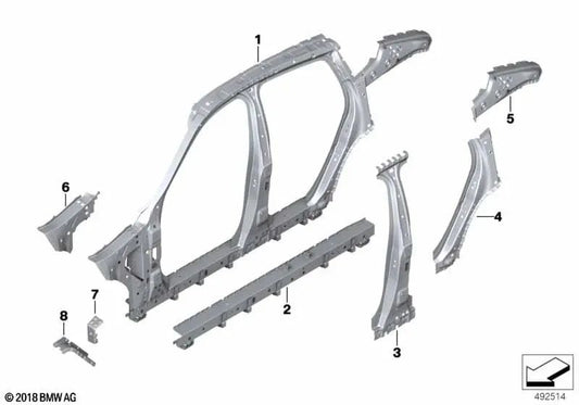 Verstärkung D-Links-Innensäule für BMW F96, G06 (OEM 41007955065). Original BMW.