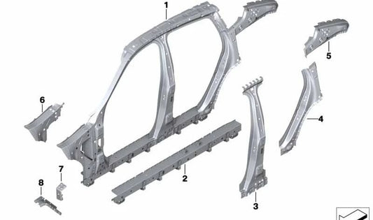 Marco lateral central derecho OEM 41007954968 para BMW X6 {F96, G06} todos los modelos indicados. Pieza original BMW.