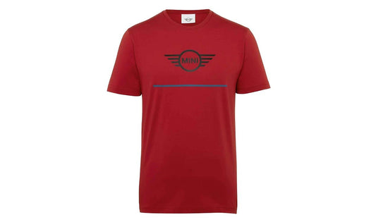 Camiseta hombre talla M color Chili Red con logo MINI Wing OEM 80145A0A574. Original MINI.
