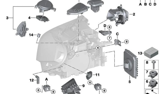 Módulo LED luz de giro izquierda OEM 63117428787 para BMW F48, F49, F39. Pieza original BMW.