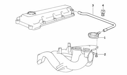 Tubo de ventilación OEM 11151739557 para BMW E36, E34. Original BMW.