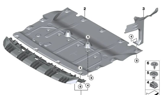 Engine skid plate adapter OEM 51115A0C6E7 for BMW 4 Series Gran Coupe (G26). Original BMW.