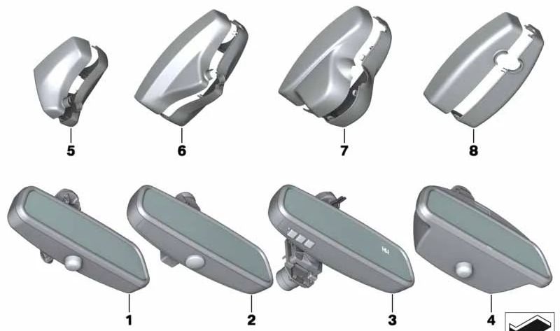 Juego de tapas base retrovisor OEM 51169234435 para BMW E81, E82, E87, E87N, E88, E90, E90N, E91, E91N, E84. Color negro. Original BMW.