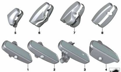 Juego de tapas base retrovisor OEM 51169234435 para BMW E81, E82, E87, E87N, E88, E90, E90N, E91, E91N, E84. Color negro. Original BMW.