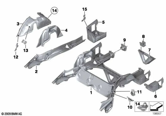 Left side member for BMW E84 (OEM 41112993123). Original BMW.