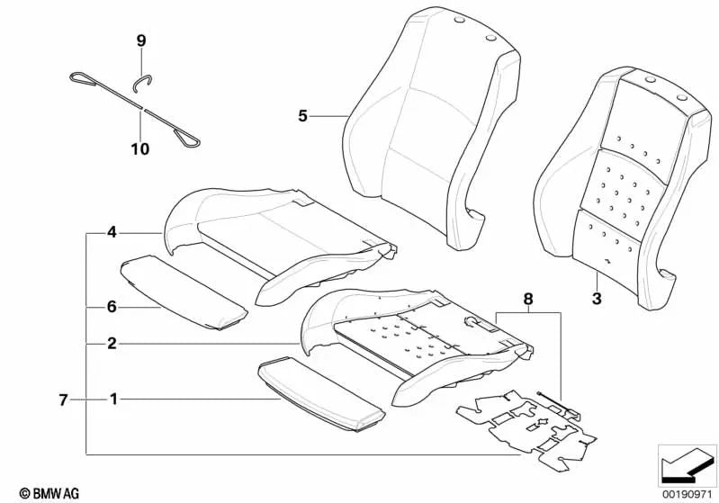 Rechte Leder -Backup -Abdeckung für BMW 3 E92, E92N (OEM 52107253098). Original BMW