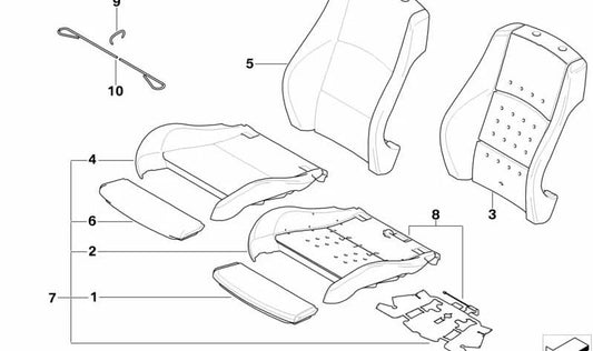 Funda reposamuslos OEM 52107253188 para BMW E92 y E92N. Recambio original BMW, color negro, para asientos delanteros deportivos. Ideal para restaurar o reemplazar el tapizado dañado.