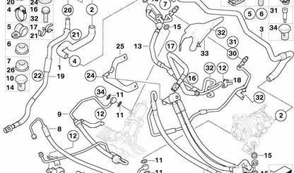 Tubo de succión dirección asistida OEM 32416850758 para BMW E60, E61, E63, E64. Original BMW.