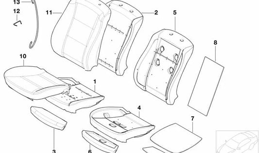 Thigh cover for BMW 5 Series E60, E61, 7 Series E65, E66 (OEM 52107015208). Original BMW.