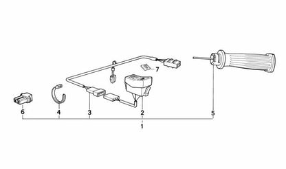 Puño calefactable derecho OEM 61312300388 para BMW R1200GS, R1200GS Adventure, R1200RT, R1200R, R1200ST, K1200GT, K1200S, K1200R, K1200R Sport. Original BMW Motorrad.