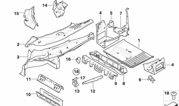 Suelo del maletero OEM 41003449737 para BMW E83. Original BMW.