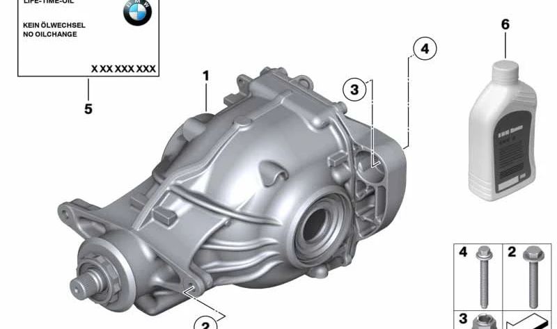 Grupo diferencial trasero OEM 33107577097 para BMW F01, F02. Relación 3,46. Solo montaje profesional. Original BMW.