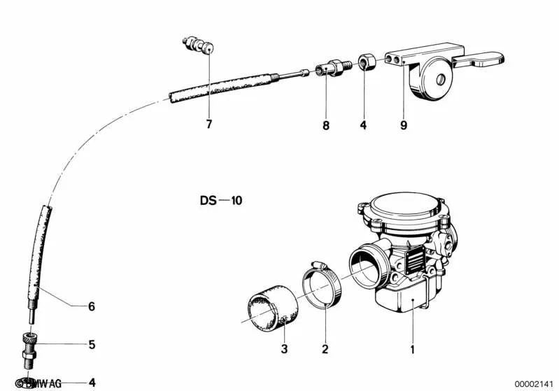 Carburador derecho para BMW R248 (OEM 13111335634). Original BMW.