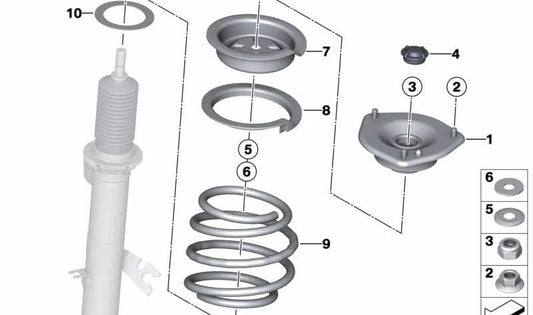 Muelle helicoidal delantero OEM 31336858045 para MINI R56 JCW GP2. Original MINI.