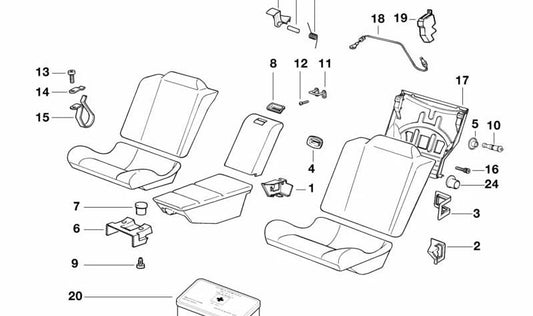 Soporte de cierre OEM 52208164473 para BMW Serie 8 E31 {840Ci EF71, EF72, EF81, EF82; 840i EF51, EF52, EF61, EF62; 850CSi EG91, EG92}. Original BMW.