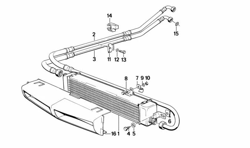 Tubo de aceite del radiador OEM 17212225759 para BMW E24. Original BMW.