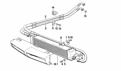 Tubo de aceite del radiador OEM 17212225759 para BMW E24. Original BMW.