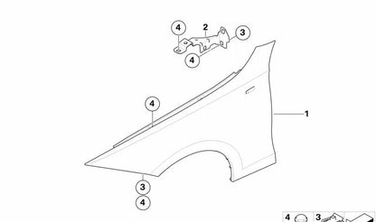 Soporte superior lateral izquierdo OEM 41357144045 para BMW E81, E82, E87, E88. Original BMW.