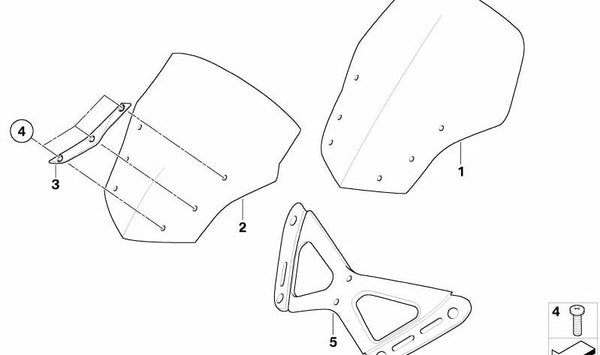 Parabrisas delantero 570 mm OEM 46637685017 para motos BMW K 1200 GT, K 1300 GT (K44). Original BMW Motorrad.