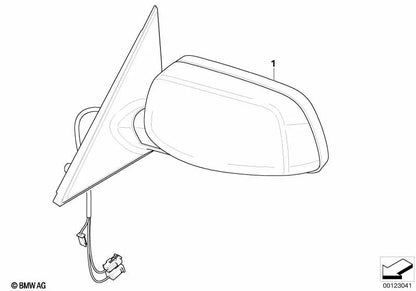 Exterior mirror without heated glass right for BMW E60, E61 (OEM 51167189564). Original BMW.