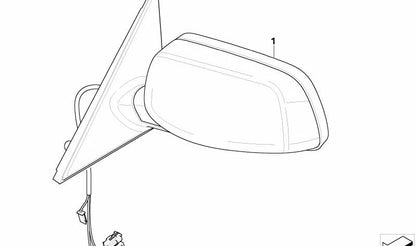 Exterior mirror without heated glass right for BMW E60, E61 (OEM 51167189564). Original BMW.