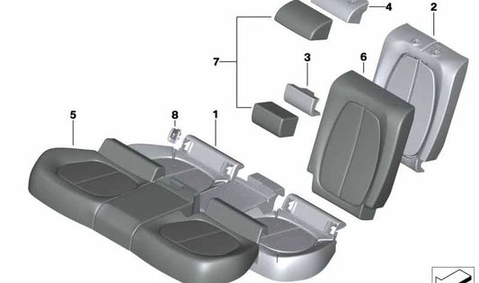 Funda de asiento base en Alcántara color antracita OEM 52208061951 para BMW F45, F48, F39. Original BMW.