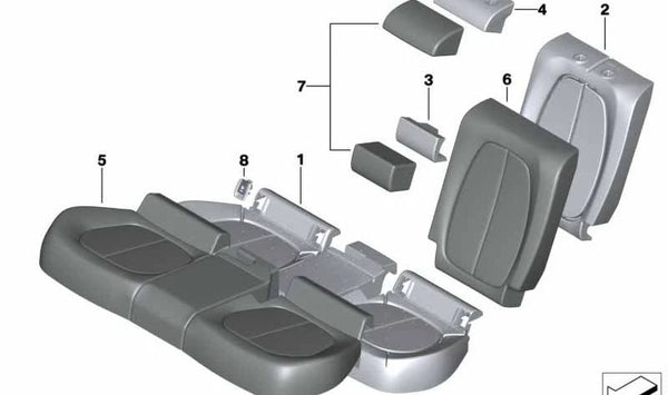 Funda respaldo Alcantara derecha OEM 52208061944 para BMW F45, F45N, F48, F48N, F39. Color antracita. Original BMW.