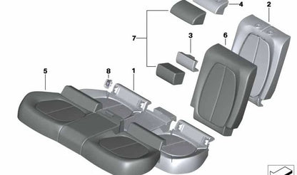 Pieza de espuma respaldo centro arriba OEM 52207487511 para BMW X2 (F39) sDrive18d, sDrive18i, sDrive20d, sDrive20i, sDrive25d, sDrive25i, M35i. Original BMW.
