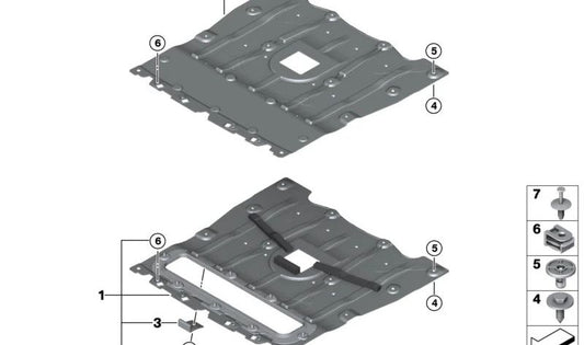 Soporte cubrecárter OEM 51758084512 para BMW X5 G05 y X6 G06. Original BMW.