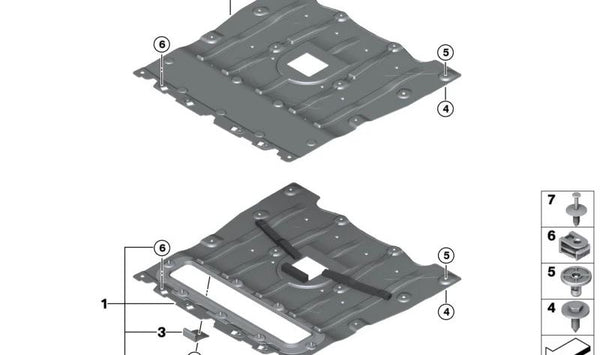 Soporte cubrecárter OEM 51758084512 para BMW X5 G05 y X6 G06. Original BMW.