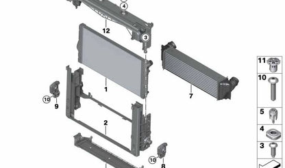 Soporte del radiador OEM 17117804617 para BMW F07, F10, F11, F06, F12, F13, F01, F02. Original BMW.