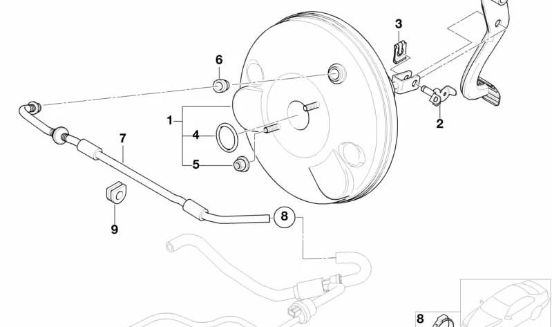 Abrazadera metálica OEM 11151726340 para BMW E36 316i y E46 320Ci (M43, M52, M54) automático y manual. Pieza original BMW, parte del sistema de control de vacío del motor.