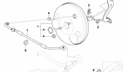 Abrazadera metálica OEM 11151726340 para BMW E36 316i y E46 320Ci (M43, M52, M54) automático y manual. Pieza original BMW, parte del sistema de control de vacío del motor.